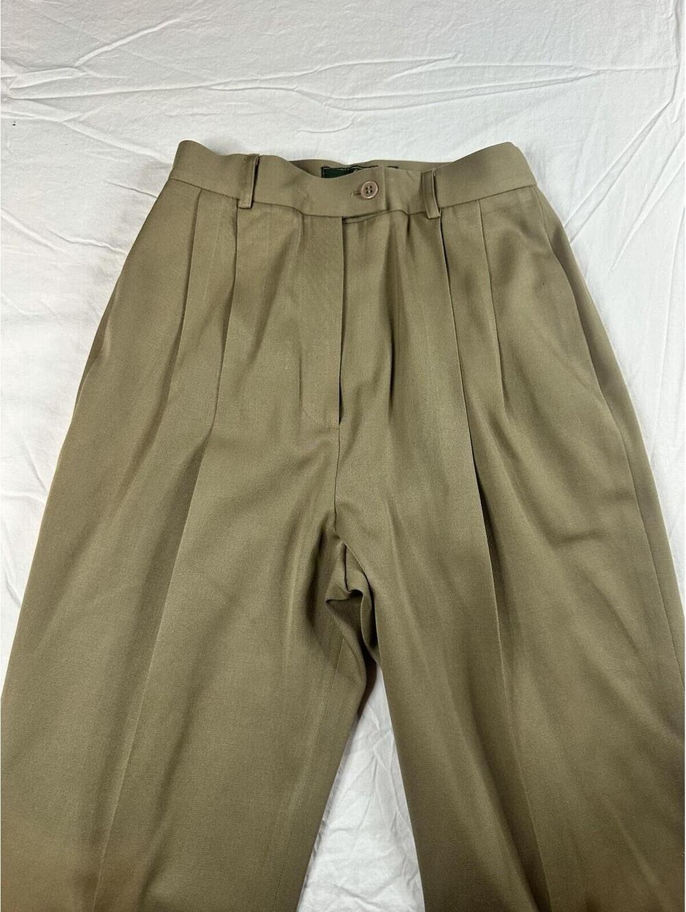 🤎✨Vintage Embassy Row Petites  Pure Wool Pleated Dress Pants Trousers khaki 6P - Picture 2 of 14